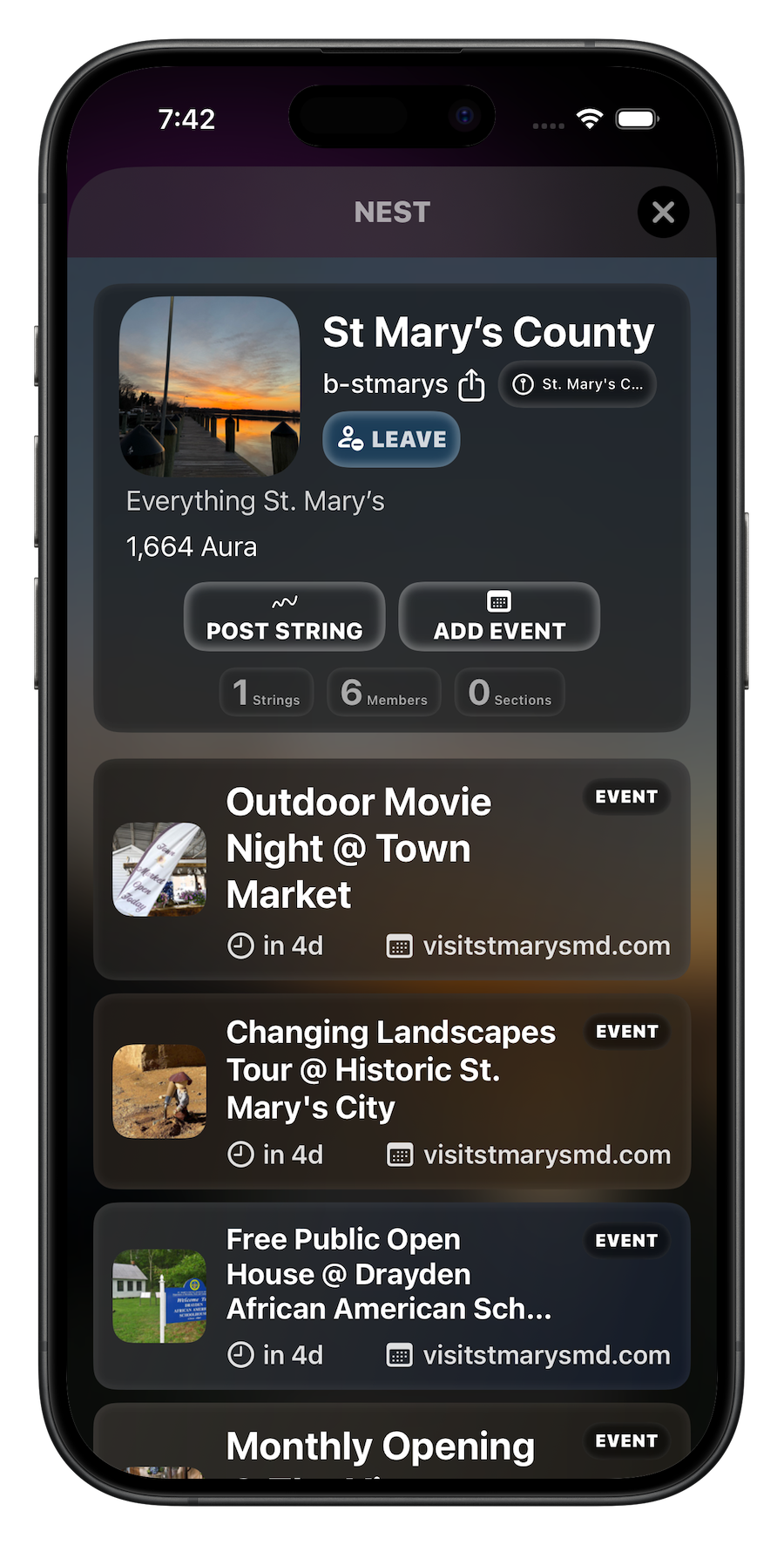 Local event discovery in the Branch app